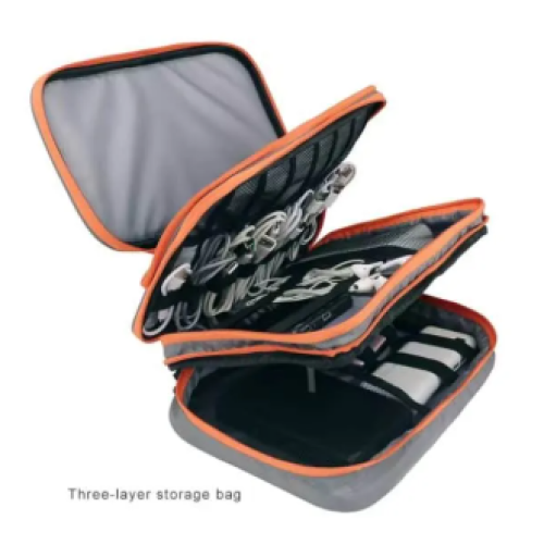 Three Layer Electronic Accessories Organizer, Storage Handbag with Front Pocket Travel Cable Organizer Large Capacity for iPad
