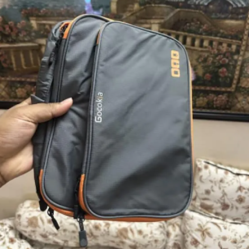 Three Layer Electronic Accessories Organizer, Storage Handbag with Front Pocket Travel Cable Organizer Large Capacity for iPad
