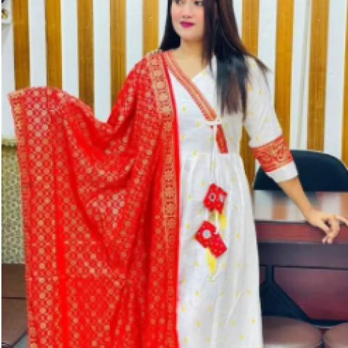 Premium Soft Linen Three-Piece Dresses For Women: Stylish Printed Kameez And Salwar Set – Easy-Care &amp; Perfect Fit (Sizes 36-42)
