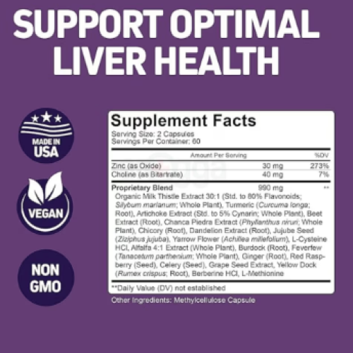Herbtonics Liver Cleanse Detox &amp; Repair Formula 120 Vegan Capsules