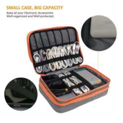 Three Layer Electronic Accessories Organizer, Storage Handbag with Front Pocket Travel Cable Organizer Large Capacity for iPad
